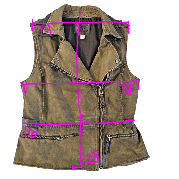 Chelsea & Violet Women's Small Taupe Vegan Leather‎ Moto Vest - Picture 9 of 10